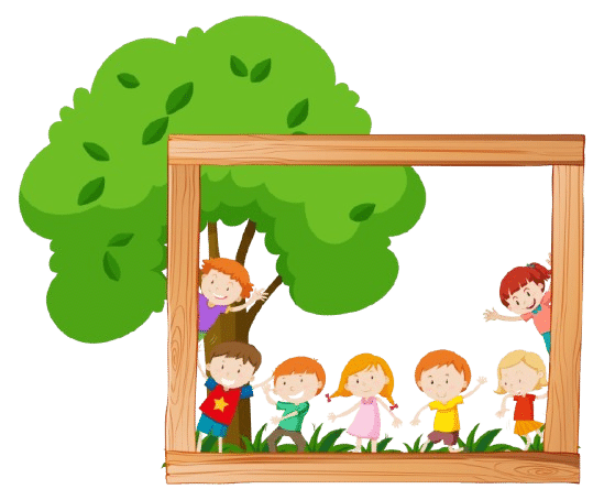 Ilustración de niños felices en un entorno natural representando el crecimiento individual en CEI Caracola.