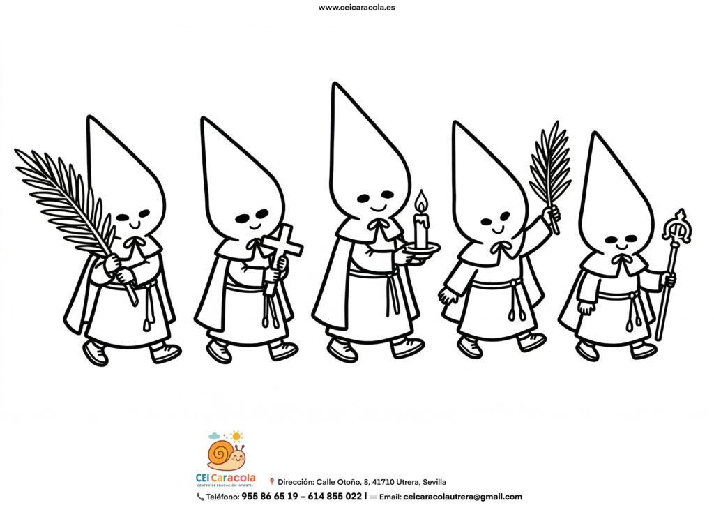 Dibujo infantil de capuchones de Sevilla para colorear.