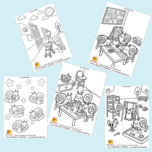 Collage para mostrar los dibujos para colorear infantiles de las rutinas en el aula