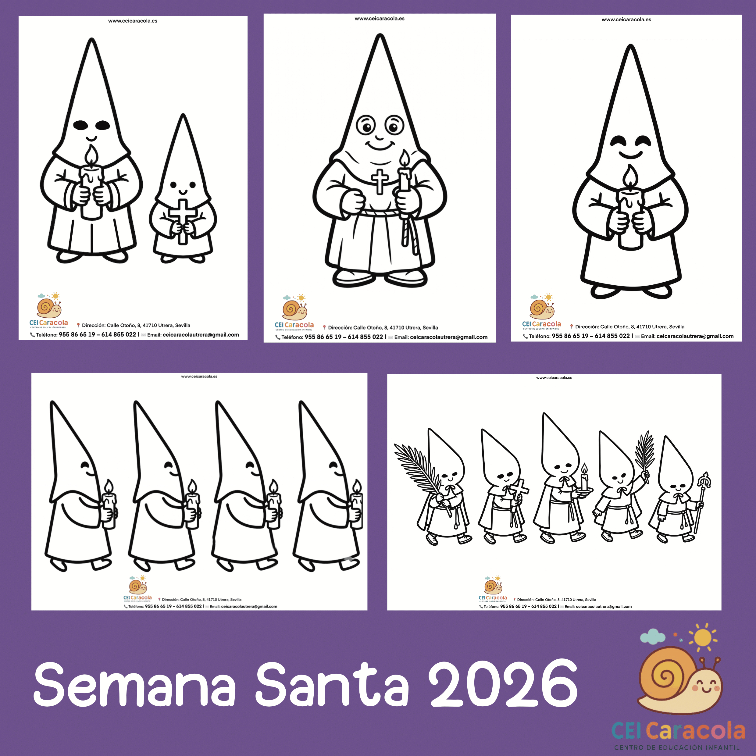 Collage de las ilustraciones para descargar de Semana Santa.