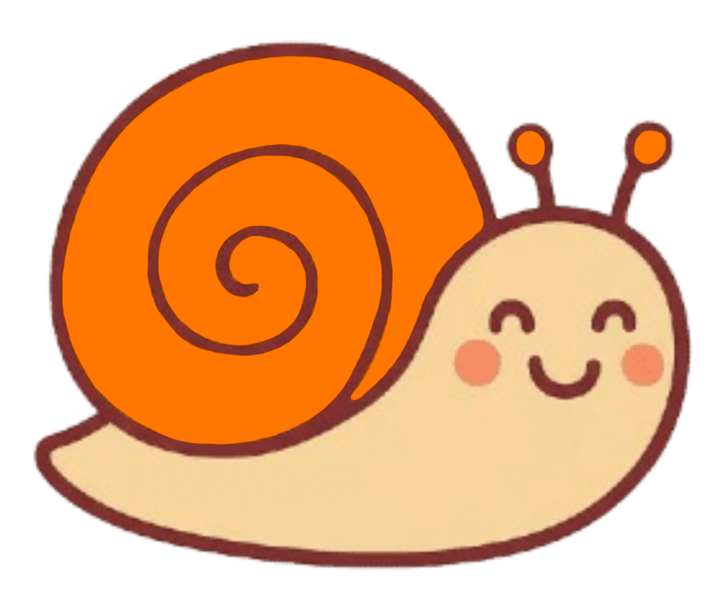 Dibujo de caracol naranja para identificar colores en preescolar.