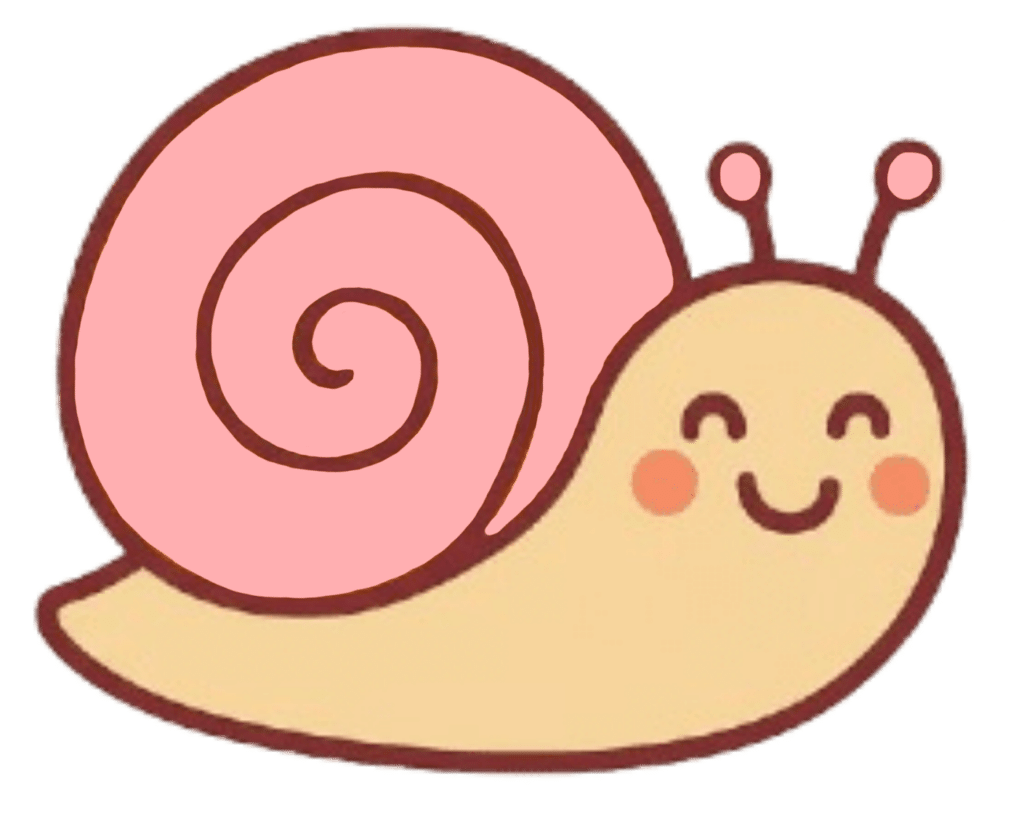 Imagen de caracol rosa para material didáctico de colores.