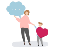 Ilustración de madre e hijo representando el modelo de convivencia y afecto en CEI Caracola.