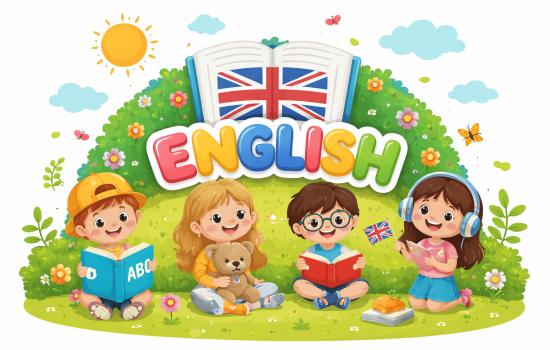 Ilustración de Escuela infantil bilingüe en Utrera en inglés para niños y niñas en guardería, aprendizaje natural y divertido con actividades lúdicas